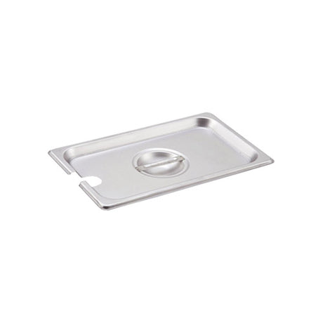 Winco SPCQ 1/4 Size Stainless Steal Slotted Steam Table / Hotel Pan Cover - VRS Restaurant Equipment & Supply Store