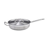 Winco SSET-7 7 Qt Premium Stainless Steel Saute Pan With Cover - VRS Restaurant Equipment & Supply Store