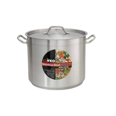 Winco SST-12 12 Qt Premium Stainless Steel Stock Pot With Cover - VRS Restaurant Equipment & Supply Store