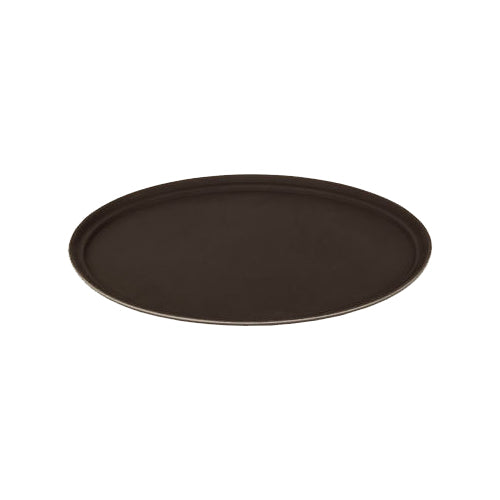 Winco TFG-2622N 26″ X 22″ Oval Non-Slip Brown Serving Tray - VRS Restaurant Equipment & Supply Store