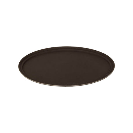 Winco TFG-2622N 26″ X 22″ Oval Non-Slip Brown Serving Tray - VRS Restaurant Equipment & Supply Store