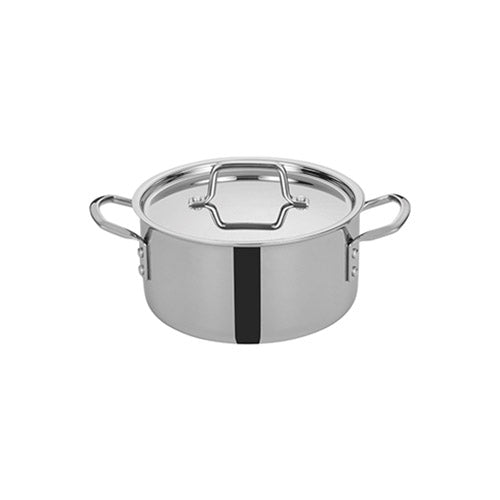 Winco TGSP-12 12 Qt Tri-Ply Stainless Steel Stock Pot with Cover - VRS Restaurant Equipment & Supply Store