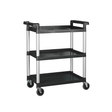 Winco UC-2415K 16″ x 32″ Plastic 3 Shelf Utility Cart Black - VRS Restaurant Equipment & Supply Store