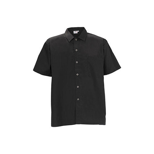 Winco UNF-1KXL Black Poly-Cotton Blend Short Sleeved Chef Shirt – Extra Large - VRS Restaurant Equipment & Supply Store