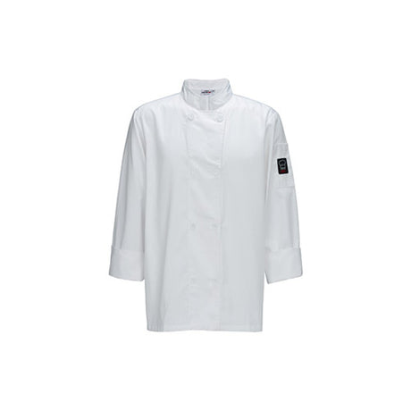 Winco UNF-6WXXL White Poly-Cotton Men’s Tapered Fit Chef Jacket – Double Extra Large - VRS Restaurant Equipment & Supply Store