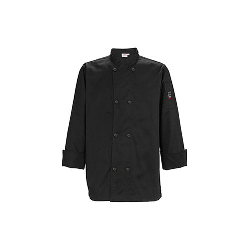 Winco UNF-6KXL Black Poly-Cotton Men’s Tapered Fit Chef Jacket – Extra Large - VRS Restaurant Equipment & Supply Store