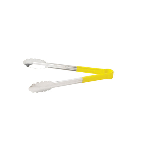 Winco UTPH-12Y 12″ Yellow Heat Resistant Utility Tong - VRS Restaurant Equipment & Supply Store