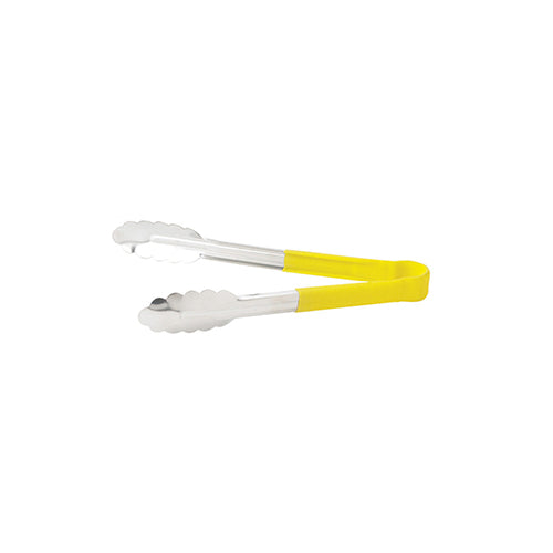 Winco UTPH-9Y 9″ Yellow Heat Resistant Utility Tong - VRS Restaurant Equipment & Supply Store