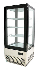 Omcan 17” Countertop Refrigerated Showcase with Four Sided Glass and Stainless Steel Base – 2.75cu.ft. / 78L Capacity – 110V, 180W
