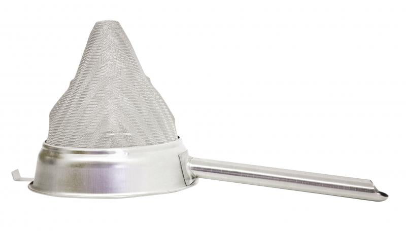 Omcan 8" Stainless Steel Extra Fine Mesh Bouillon Strainer with Hollow Handle 80125