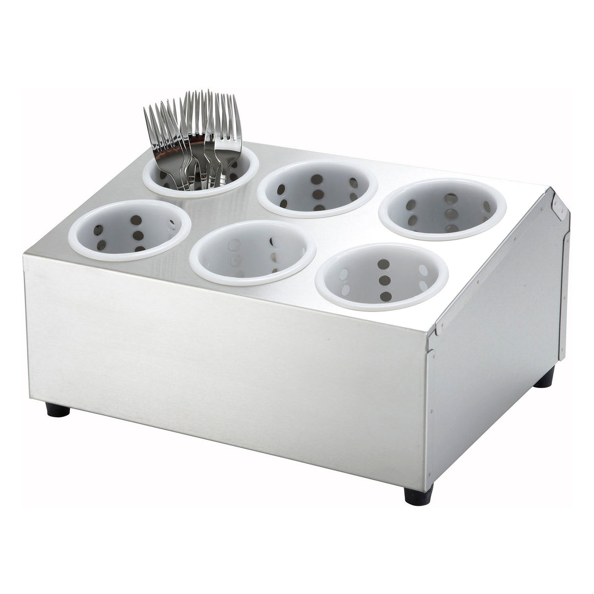 Winco FC-6H - Stainless Steel Flatware Cylinder Holder, Six Holes