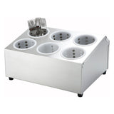 Winco FC-6H - Stainless Steel Flatware Cylinder Holder, Six Holes