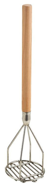 Omcan 80399 - 5" Round Potato Masher with 24" Wooden Handle