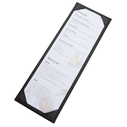 Winco LMS-414BK - Single-View Menu Cover - Black, 4-1/2" x 14"