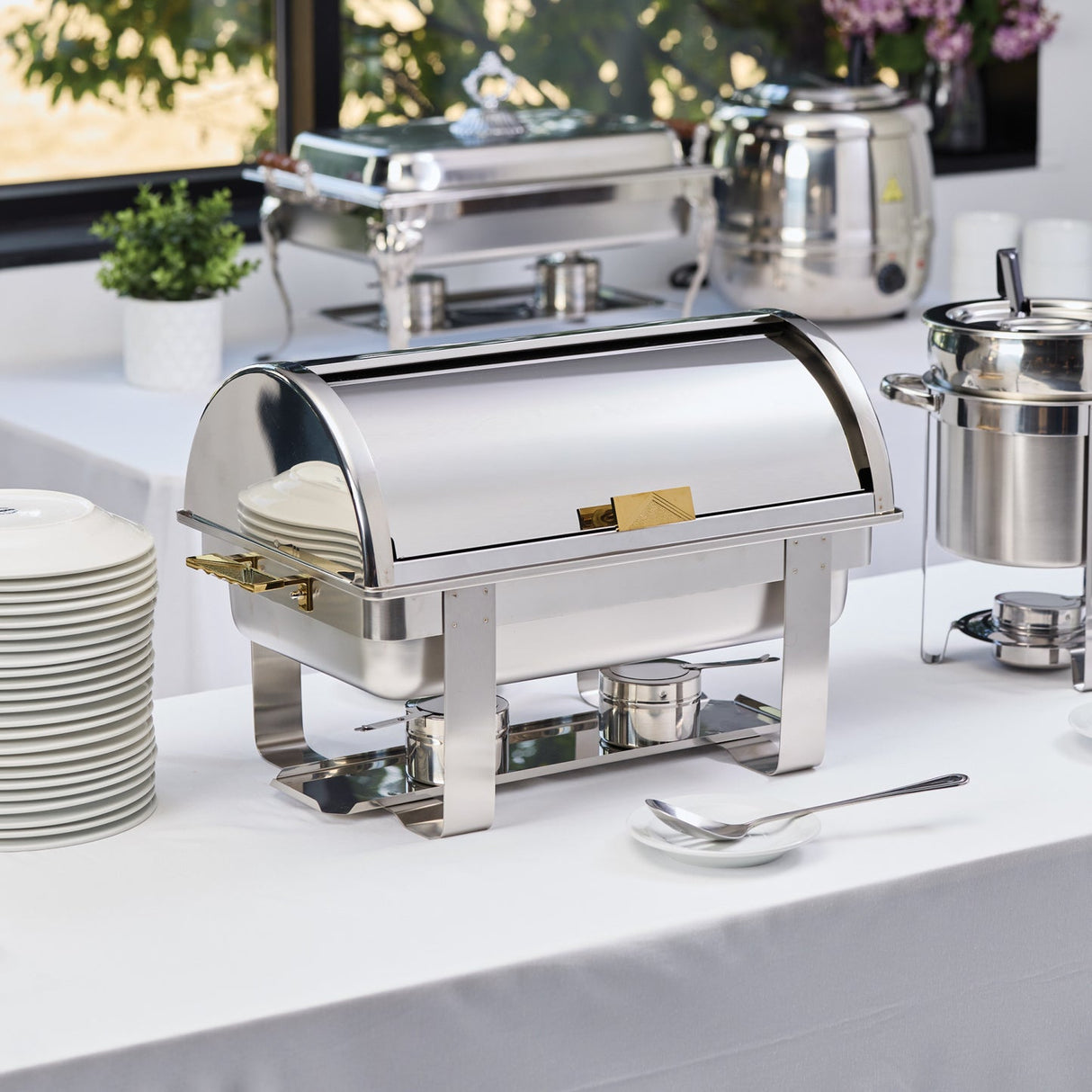Winco C-5080 - Dallas 8 Quart Chafer, Roll-Top, Stainless Steel