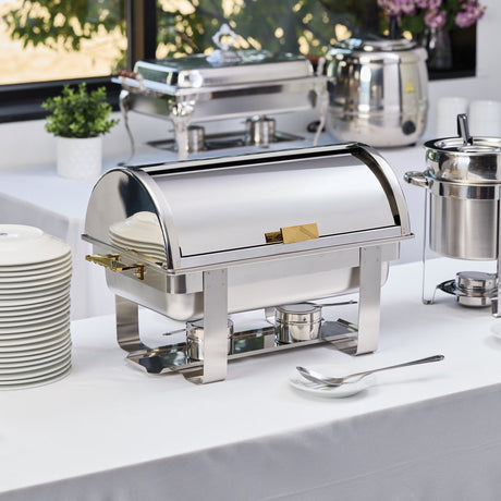 Winco C-5080 - Dallas 8 Quart Chafer, Roll-Top, Stainless Steel
