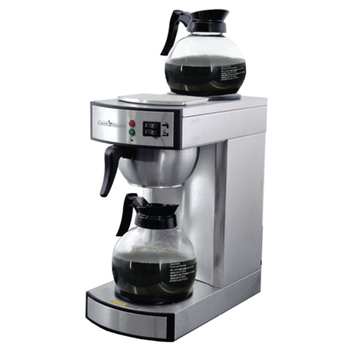 Omcan Stainless Steel Coffee Maker with 2 Glass Decanter – 2.2 L tank capacity