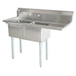 Omcan 43770 - 18 x 18 x 11 Two Tub Sink with 3 5 Center Drain and Right Drain Board