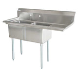 Omcan 43770 - 18 x 18 x 11 Two Tub Sink with 3 5 Center Drain and Right Drain Board