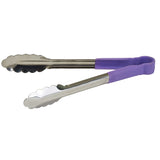 Winco UTPH-12P - Allergen-Free Stainless Steel Utility Tongs - 12"