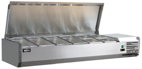 Omcan 46657 - 59" Refrigerated Topping Rail with Stainless Steel Cover
