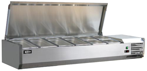Omcan 46657 - 59" Refrigerated Topping Rail with Stainless Steel Cover
