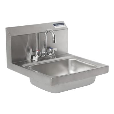 BK Resources Stainless Steel Hand Sink 13.75"W x 10"D With Faucet - BKHS-D-1410-P-G