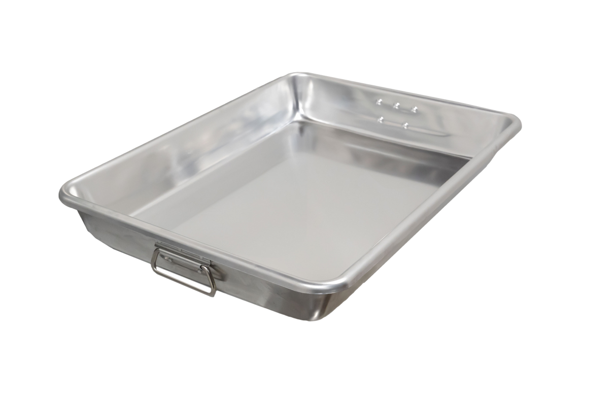 Omcan 18" x 26" x 3-1/2" 12-Gauge (2.0 mm) Heavy-duty Aluminum Baking/Roasting Pan with Handles 81209