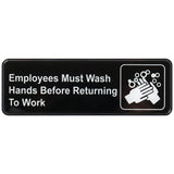 Winco SGN-322 - Information Signs, 9"W x 3"H - SGN-322 - Employees Must Wash Hands Before Returning to Work