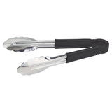 Winco UT-9HP-K - Heavy-Duty Utility Tongs with Plastic Handle - 9", Black