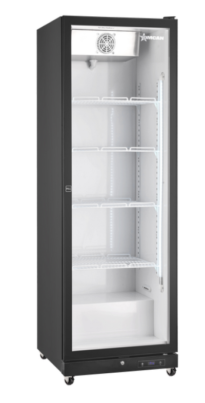 Omcan 48382 - 26" One Glass Door Display Refrigerator with LED Light, 16 cu.ft. (450 L), Black