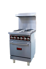 Omcan 49169 - 24” Commercial Electric Range with 4 Burners and Standard Oven - 208V, 13kW, 1Ph