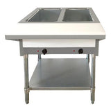 Omcan 2 Pan Open Well Natural Gas Steam Table with Cutting Board and Undershelf