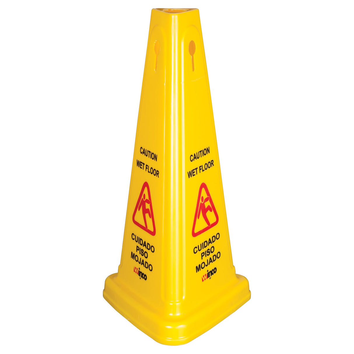 Winco WCS-27T - Wet Floor Caution Sign, Cone-shaped, Yellow