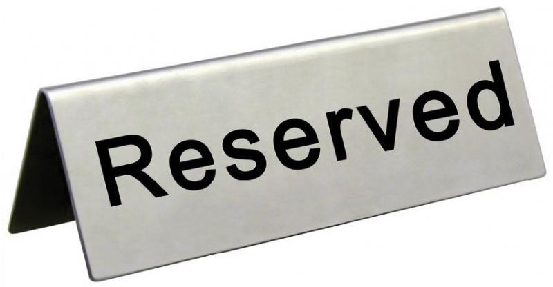 Omcan 80013 - 4 3/4" x 1 3/4" Stainless Steel 'Reserved' Sign
