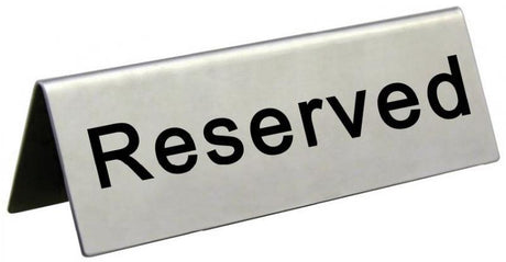 Omcan 80013 - 4 3/4" x 1 3/4" Stainless Steel 'Reserved' Sign