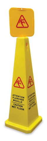 Omcan 24417 - Four Sided Cone-shaped English/French Caution Wet Floor Sign