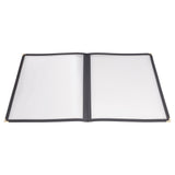 Winco PMCD-14K - Book-Fold Double Panel Menu Cover - Black, 9-9/16 x 15
