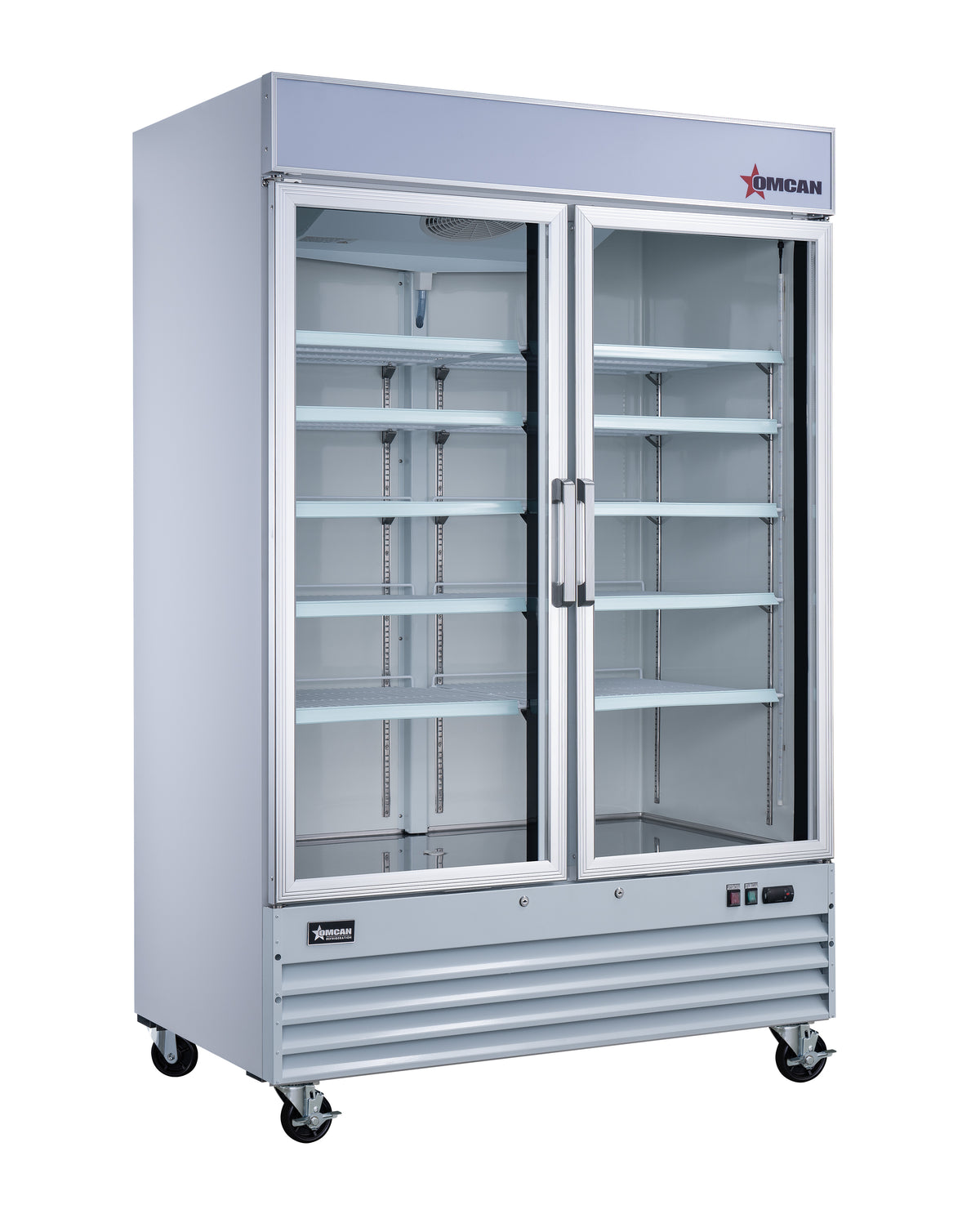 Omcan 52032 - 53" Two Glass Door Display Refrigerator, Swing Doors, 45 cu.ft. (1270 L), White