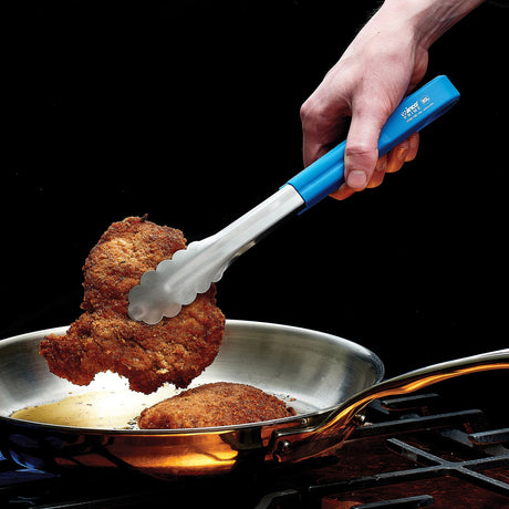 Winco UTSH-12B - Winco Prime 12" Stainless Steel Utility Tongs with Blue Silicone Handle
