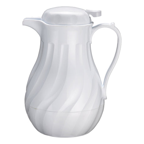 Winco VSW-20W - Swirl Pattern Push Button Insulated Beverage Server - White, 20 oz