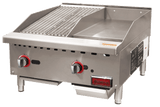 Omcan 24″ Countertop Gas Combination Charbroiler and Griddle Combo- 65,000 BTU Natural Gas