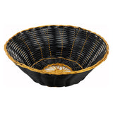 Winco PWBK-8R - Black and Gold Poly Woven Basket - Round