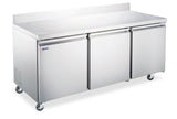 Omcan 72″ Three Doors Worktop Refrigerator With Backsplash 17 cu.ft (481 Liter) Capacity
