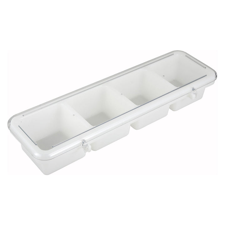 Winco BC-4P - Condiment Holder, 4 Compartment, White, Plastic