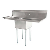 Omcan 25249 - 18″ x 18″ x 11″ 18-gauge stainless steel One Tub Sink with 1.8″ Corner Drain and Two Drainboards