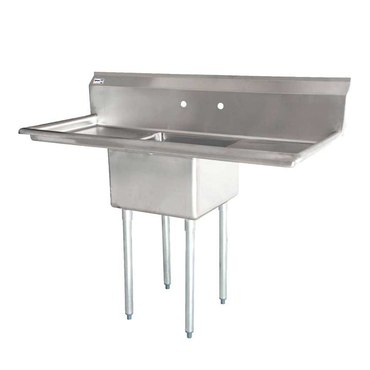 Omcan 25249 - 18″ x 18″ x 11″ 18-gauge stainless steel One Tub Sink with 1.8″ Corner Drain and Two Drainboards