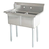Omcan 18″ x 18″ x 11″ Two Tub Sink with 1.8″ Corner Drain and No Drain Board