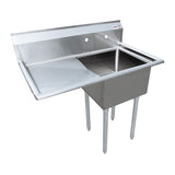 Omcan 43760 - 18 x 18 x 11 One Tub Sink with 3 5 Center Drain and Left Drain Board