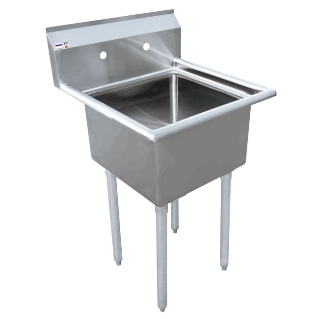 Omcan 43761 - 18" x 18" x 11" One Tub Sink with 3.5" Center Drain and No Drain Board